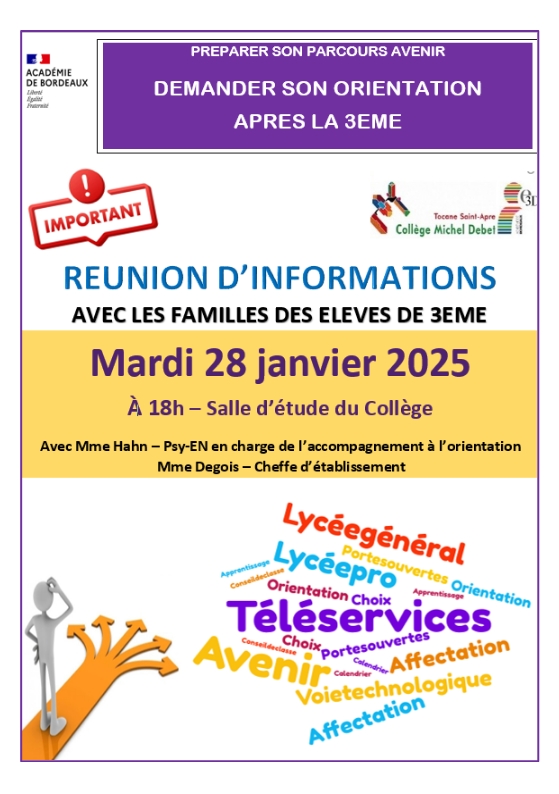 affiche reunion orientation parents 3eme